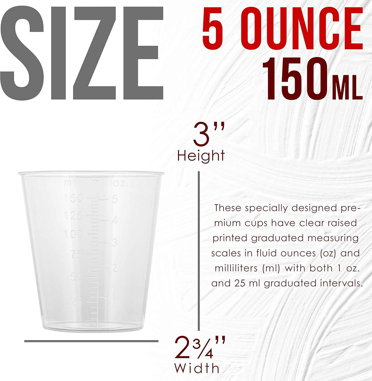 5 Oz (150 ml) Liquid Measuring Cups,100 Pack with 25 Sticks