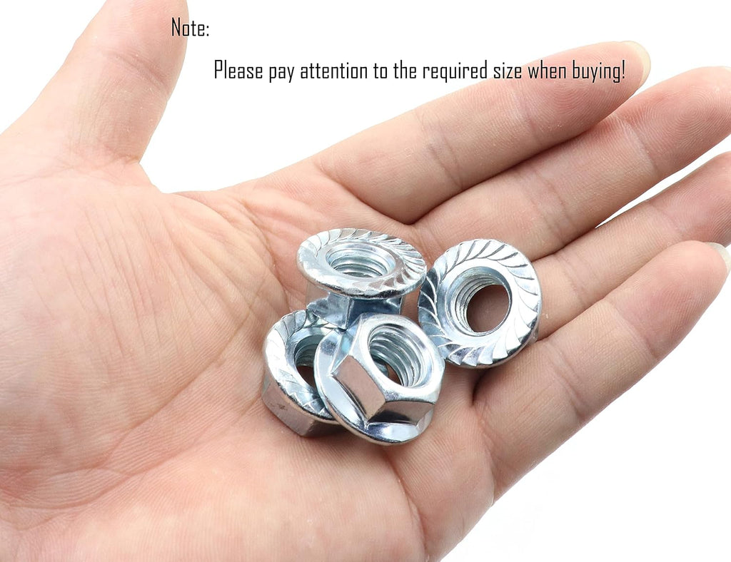 LBY 15pcs Hex Flange Nut, 1/2-13 Thread Serrated Flange Hex Lock Nuts, Carbon Steel, Galvanized, Silver