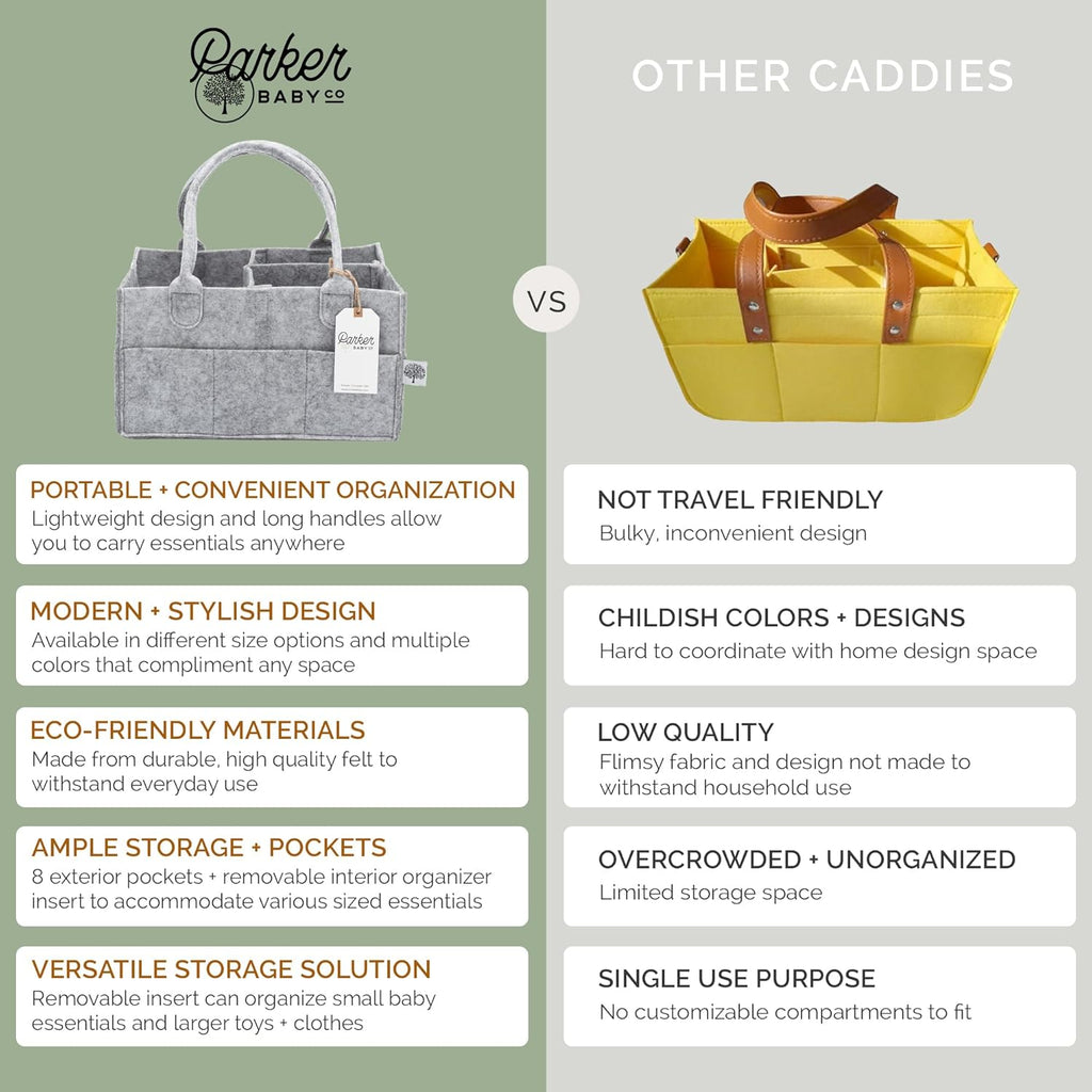 Diaper Caddy - Nursery Storage Bin and Car Organizer for Diapers and Baby Wipes - Oatmeal, Large