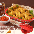 60 Pcs Fast Food Basket, 10.5" x 7" Plastic Storage Tray, Red
