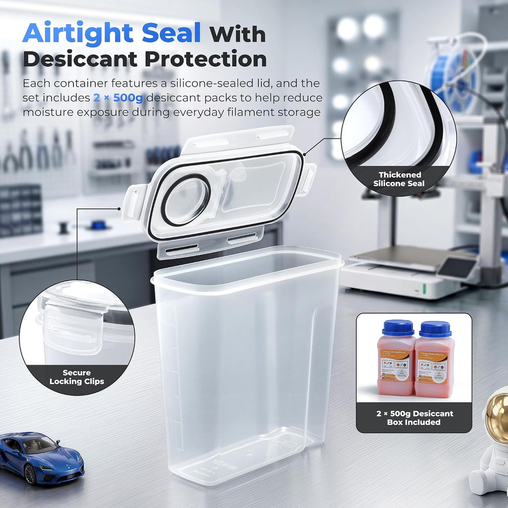 Filament Storage Box - 6 Pack Filament Container for 3D Printing Sealing and Protection - Portable Storage Box with