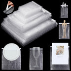 100 Pcs 5 Sizes Clear Bubble Bags Self Adhesive Bubble Cushioned Pouches Double Walled Shockproof Clear Cushioning