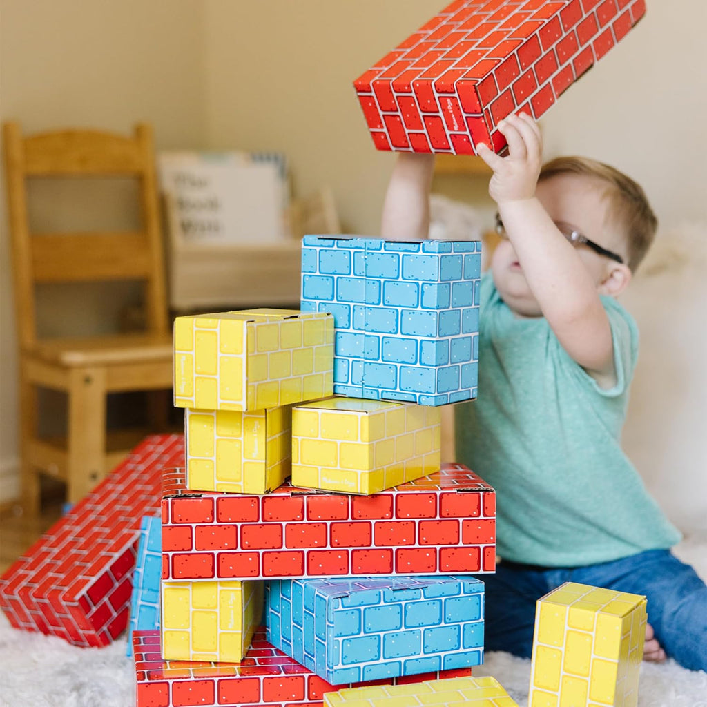 Melissa & Doug Jumbo Cardboard Blocks Building Set (40 pc) - Lightweight Building Toys and Montessori Toys for