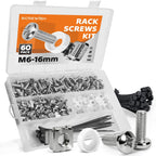 M6 x 16mm Rack Screws Kit, Cage Nuts, 60 Sets, Silver