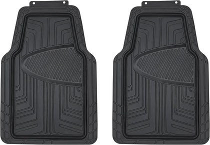 2-Piece Premium All-Season Anti-Slip Rubber Floor Mats for Cars, SUVs and Trucks, Universal Trim to Fit, Black