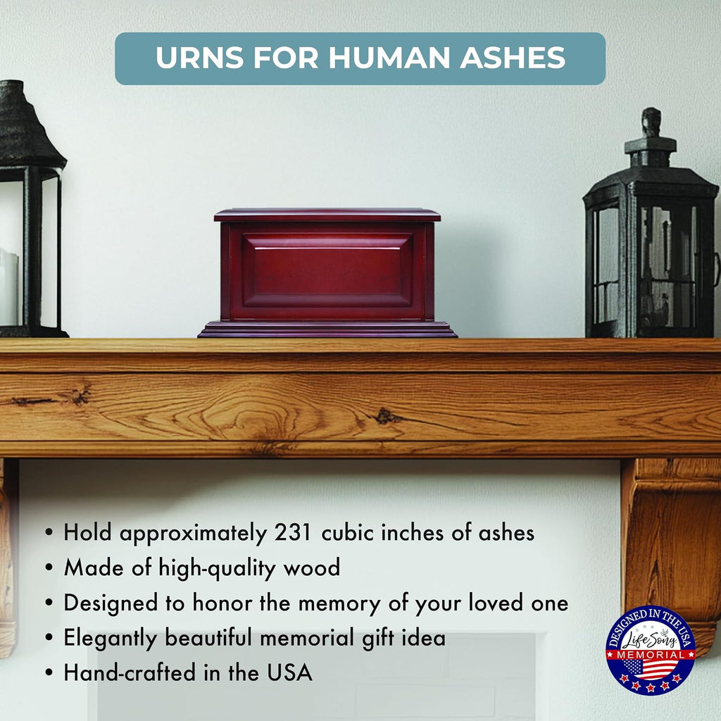 Cremation Urns for Human Ashes Adult Male or Female, Funeral Memorial Urns for Ashes Adult Men and Women, Wooden