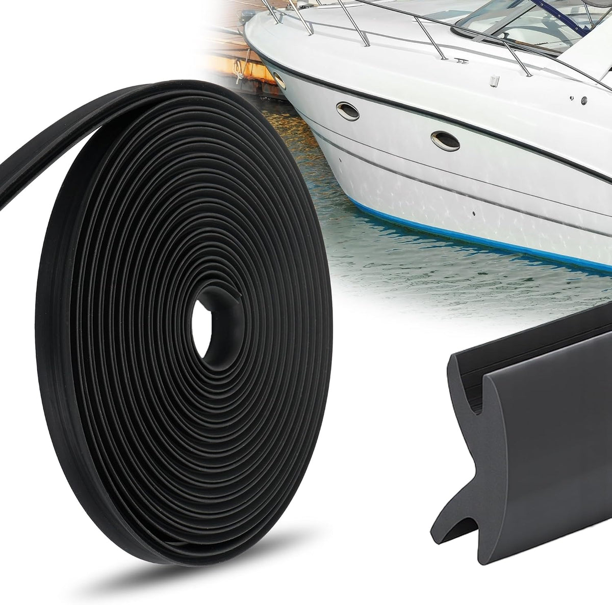 AIWFL 50.85 FT Black Boat Rub Rail Replacement 3/4 x 3/8 Inches