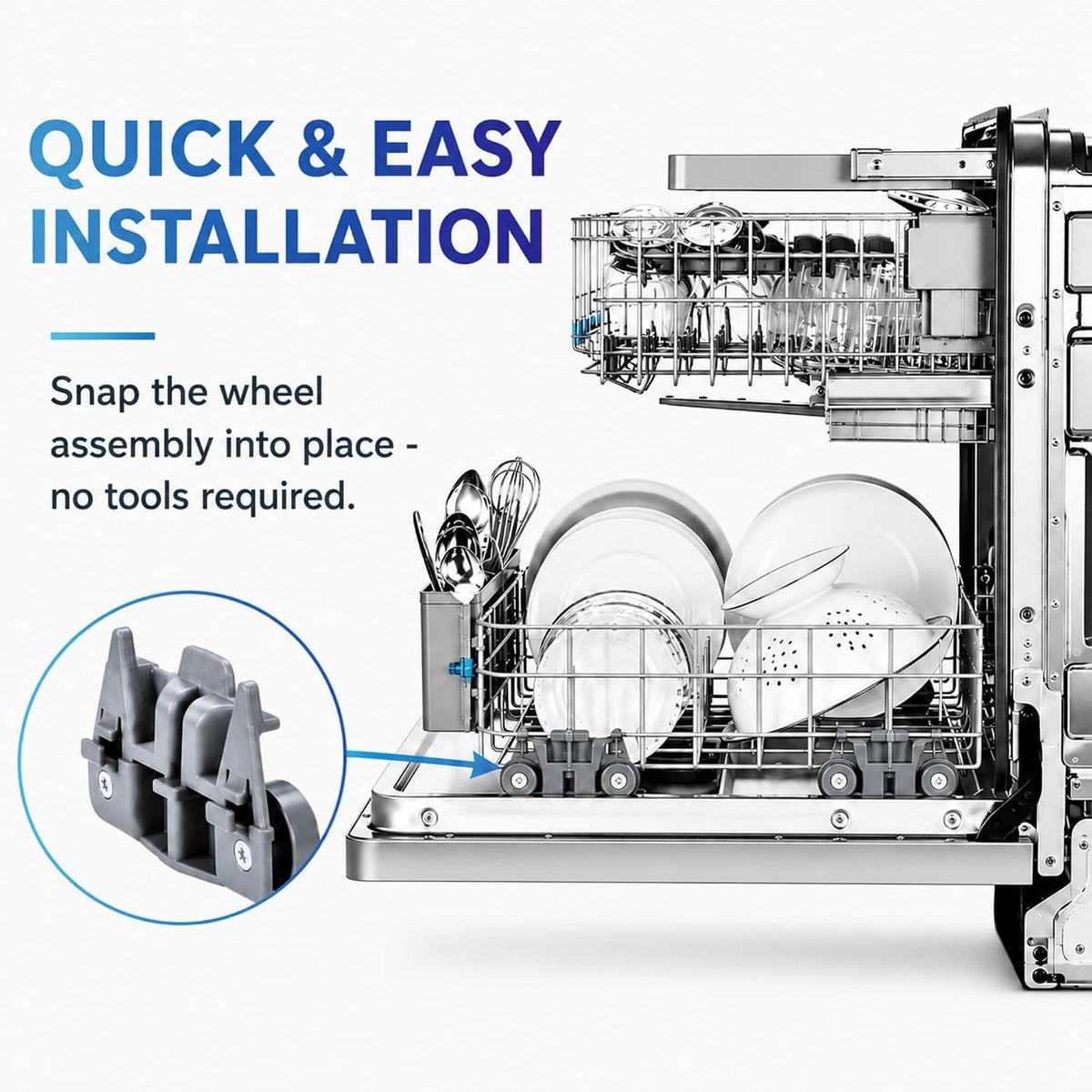 4 Pack Dishwasher Lower Rack Wheels for Maytag MDB4949SDM2 MDB4949SDH1 MDB5969SDE0 MDB7759SAS4 MDB7959SHZ0 MDB8959SFZ4 MDB8989SHZ0 Bottom Basket Dish Rack Roller Assembly