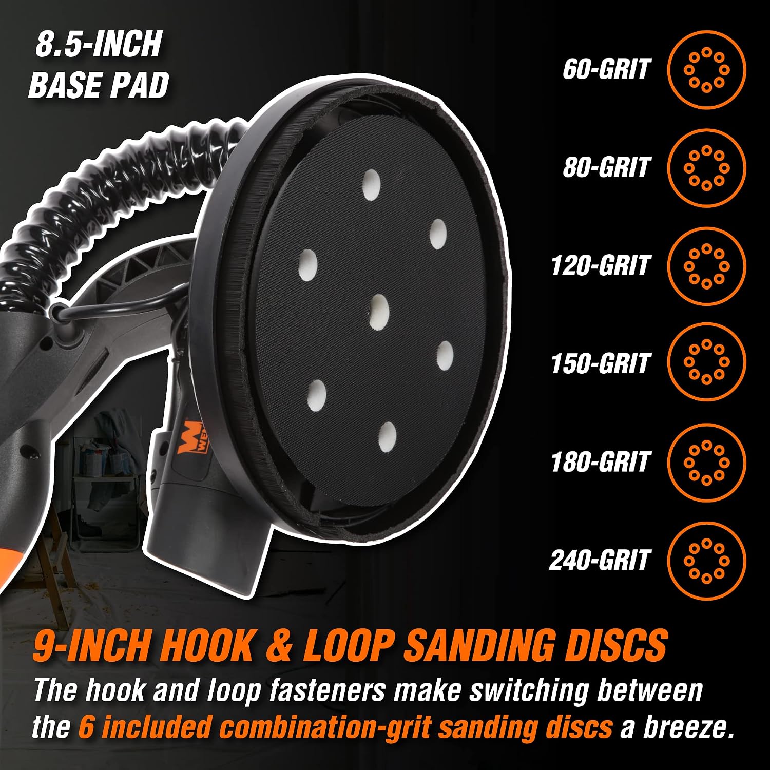 DW5062 Variable Speed 5-Amp Drywall Sander with 15-Foot Dust Hose , Black