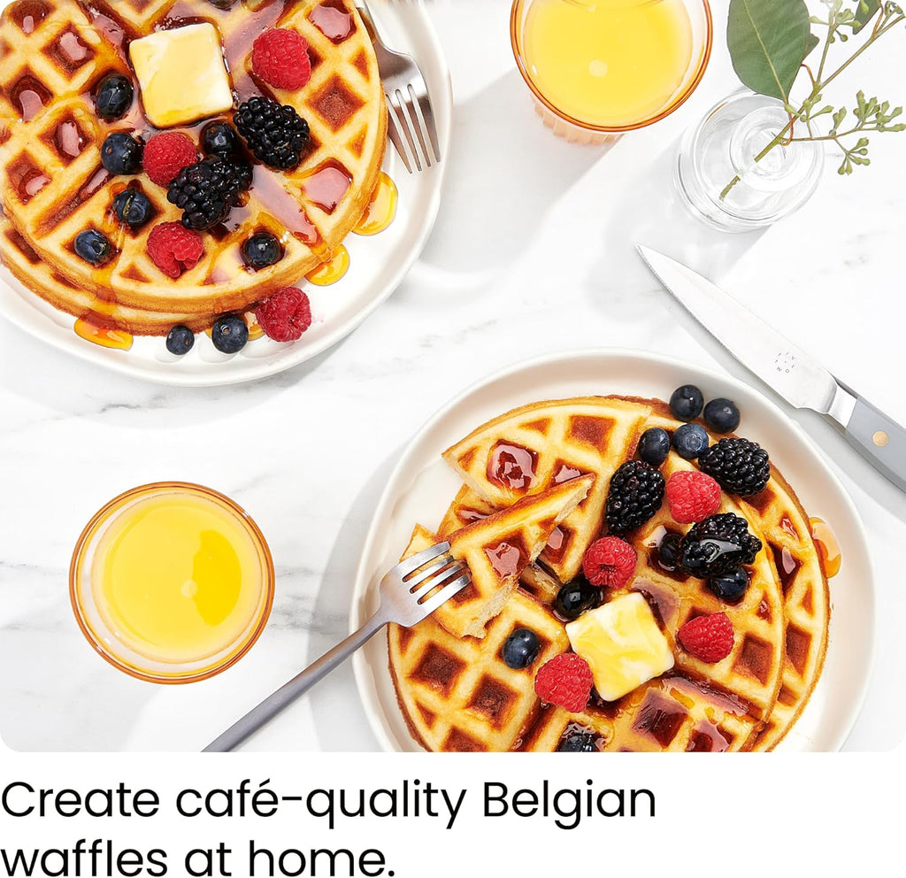 Rotating Belgian Waffle Maker, 180° Flip Iron w/ Non-Stick Plates, Adjustable Timer, Locking Lid, & Drip Plate, Space