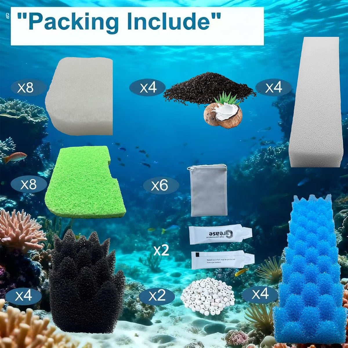 42 Packs 306/307 Canister Filter Replacements Compatible with Fluval 306/307 Aquarium Filters, Includes Filter Media