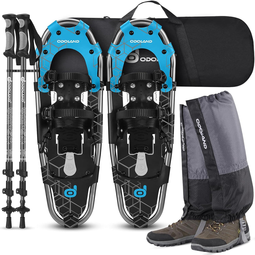 21/25/30 Inch Snowshoes with Trekking Poles for Men Women Youth, Waterproof Snow Leg Gaiters and Carrying Bag