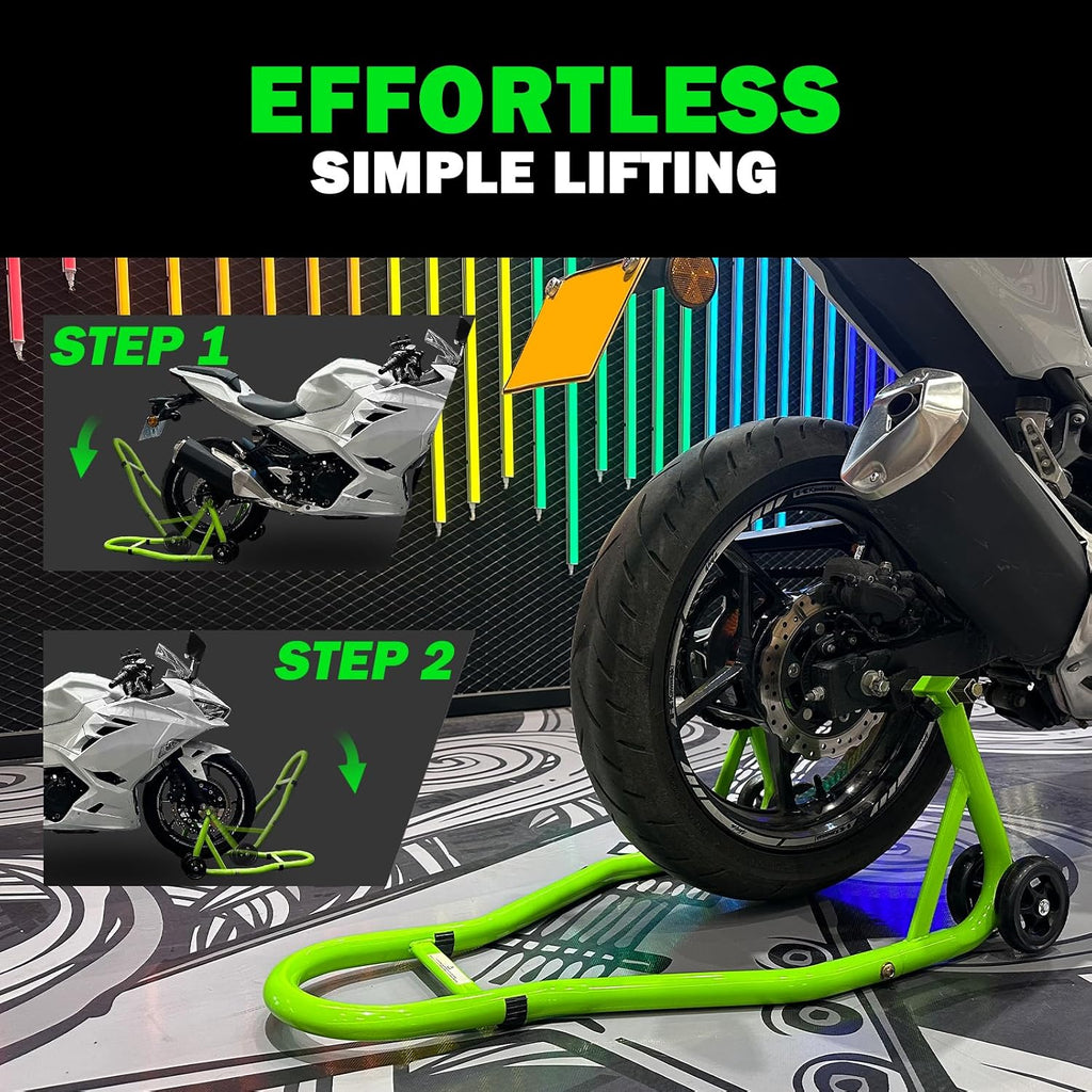 Motorcycle Stands Front and Rear, Front Rear Combo Stand Universal Wheel Lift Stand Swingarm Spool Lift Stand Paddock