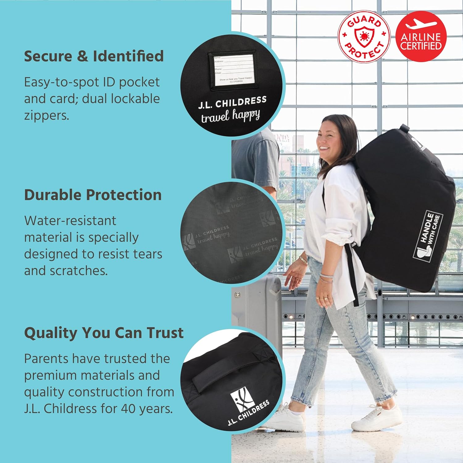 Padded Infant Car Seat Bag - Travel Bag for Airplane, Fits Most Baby & Infant Car Seats, Compatible with UPPAbaby