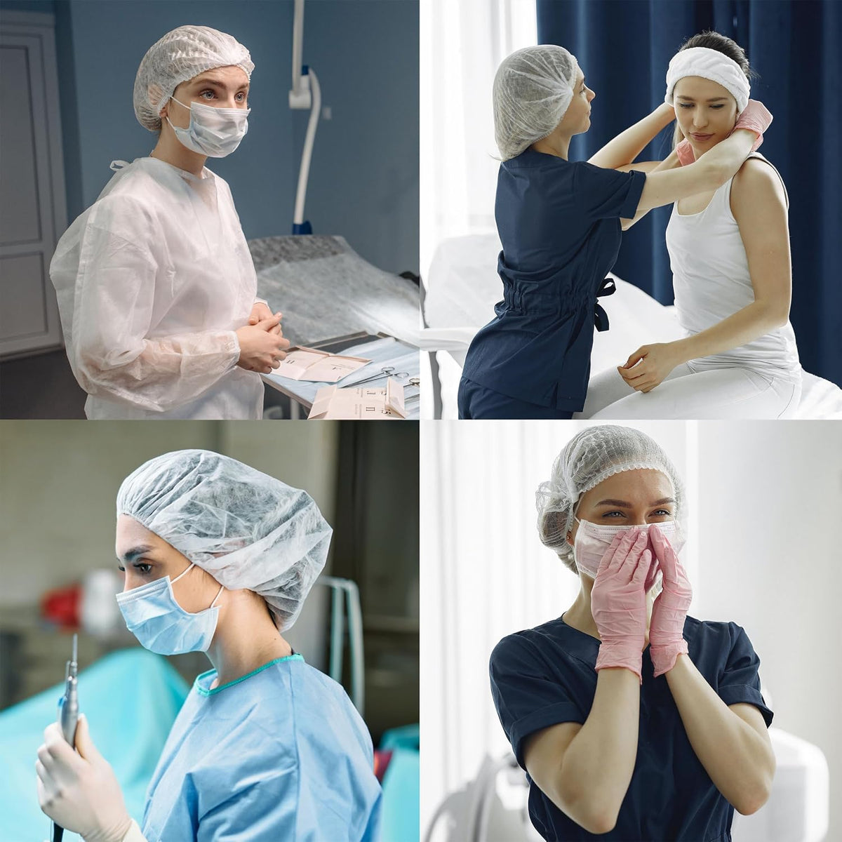 Disposable Bouffant Cap Hair Net for Food Service Latex-Free