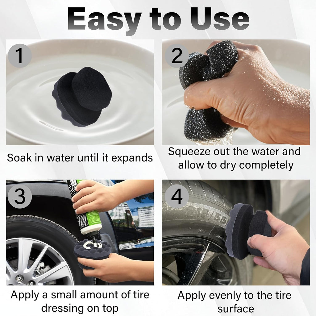 2 PCS Tire Shine Applicator Pad, Hex Grip Tire Dressing Applicator | Reusable Tire Foam Sponge, Tire Shine Brush, Car