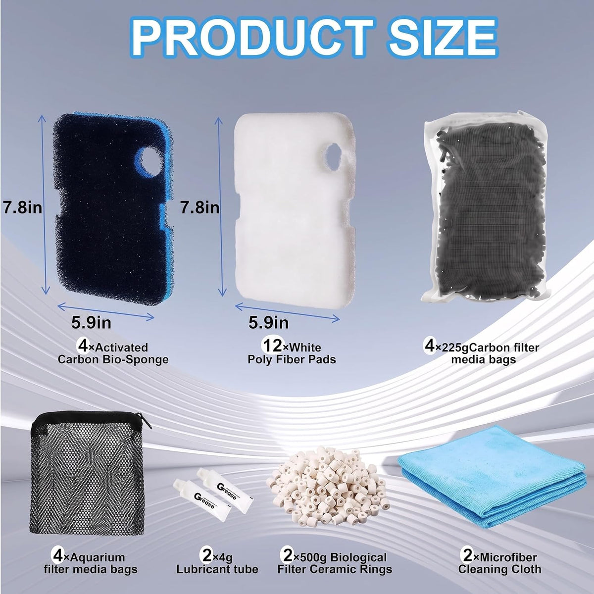 30 Pack Aquarium Filter Media Set Replacement Compatible with Cascade 1200/1500 Ccf2ul Ccf3ul Filter, Bio Sponge