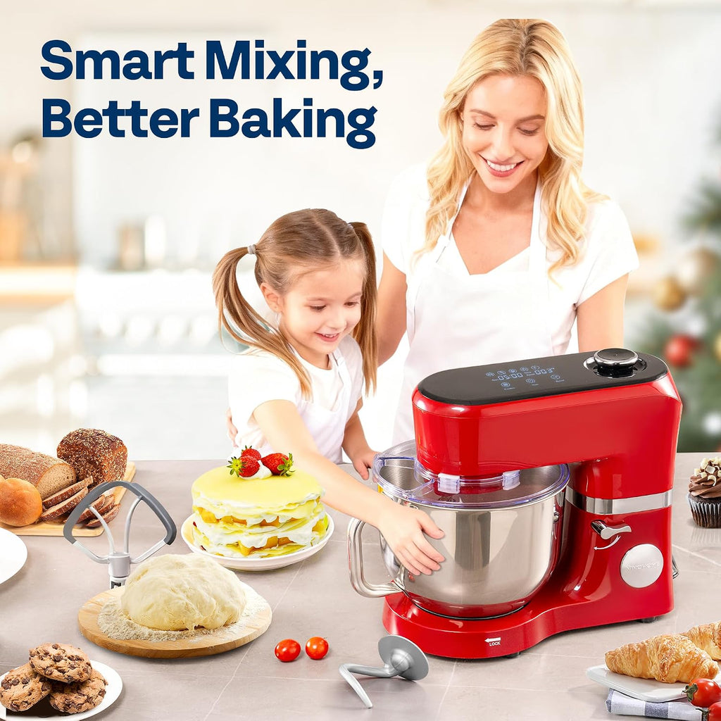 Stand Mixer with Dough Proofing, 6-Quart Tilt-Head Mixer, Red