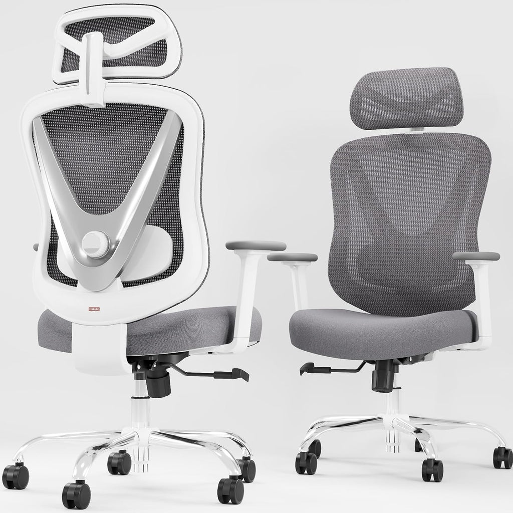 Ergonomic Mesh Office Chair - 3D Adjustable Lumbar Support & 3D Armrests, V-Shaped Back, Adjustable Desk Chair for