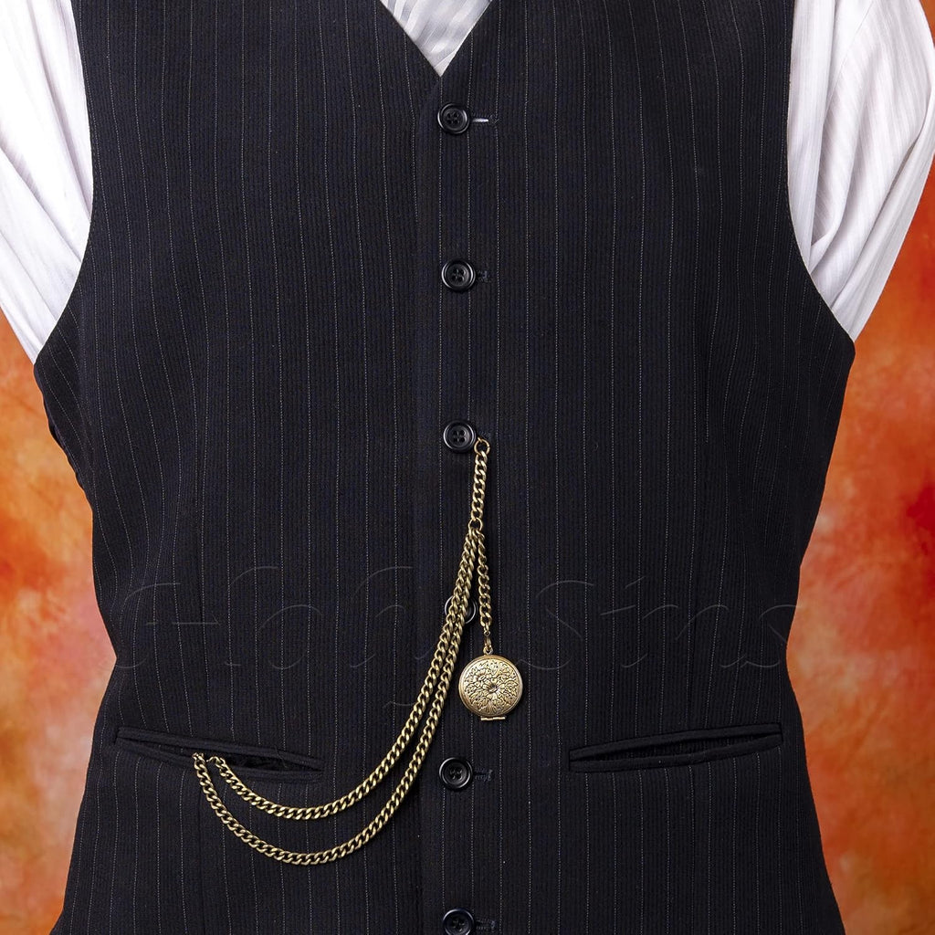 Bronze Colour Single Albert Pocket Watch Chain with Locket