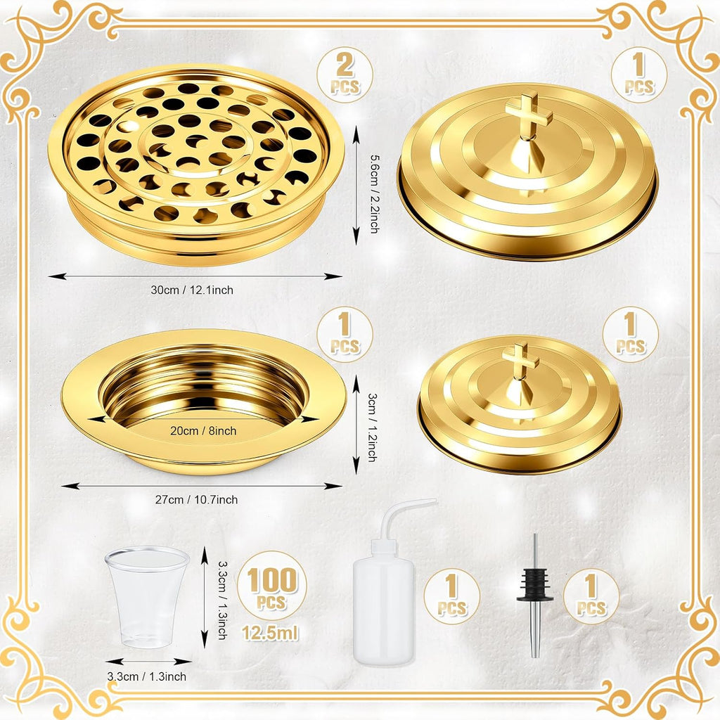 2 Pcs Communion Set Holy Trays for Churches with Lid Communion Plates with Lid Churches Cups Filler and Disposable