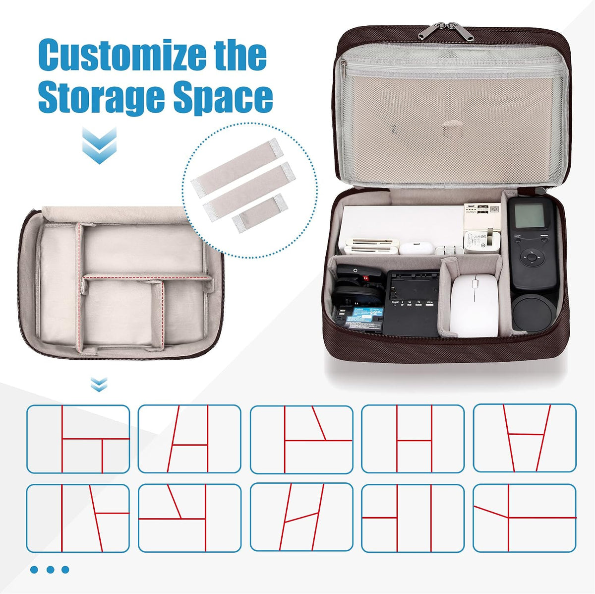 Electronics Travel Organizer, Double Layer Cable Organizer Bag Watreproof Electronics Accessories Storage Bag for
