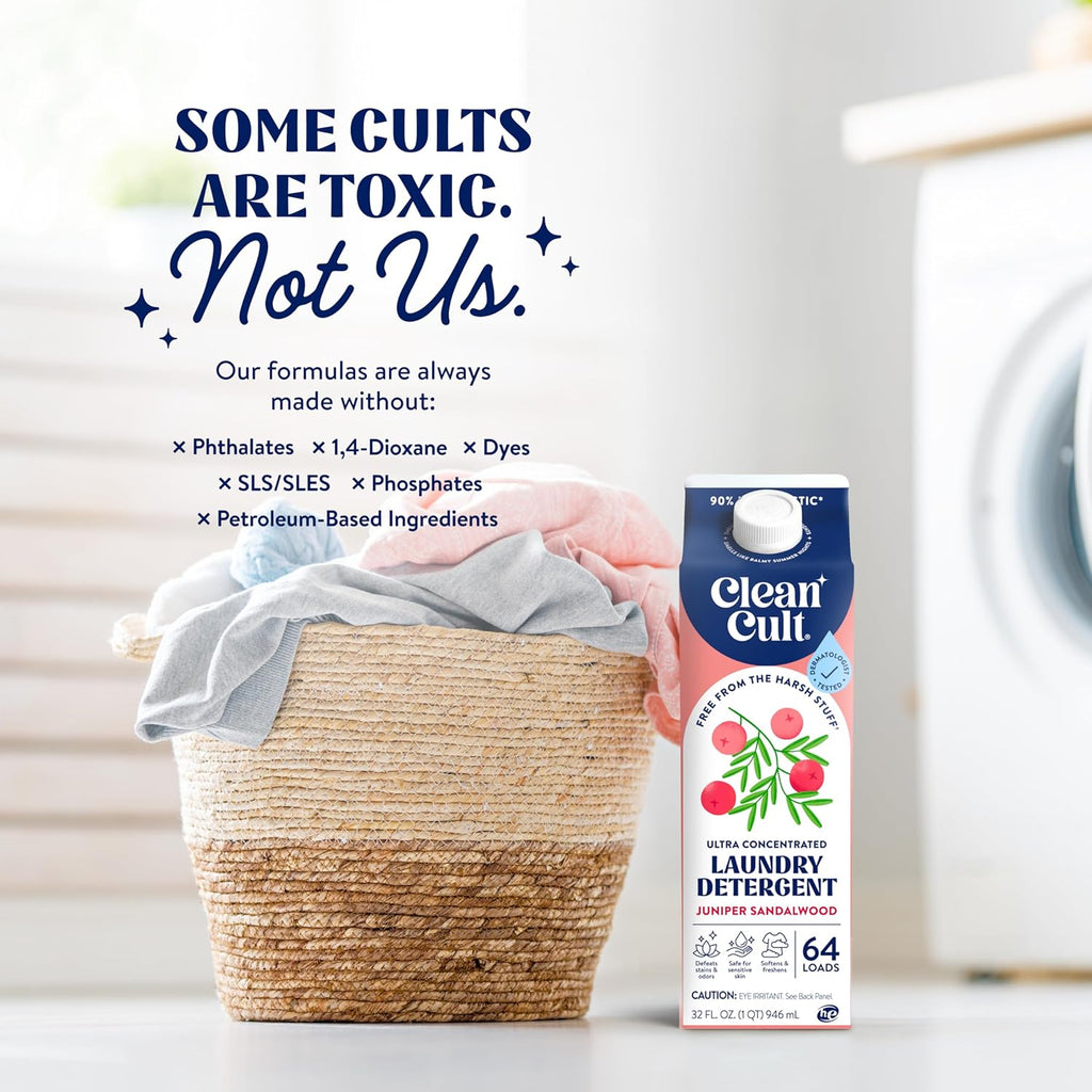 Ultra Concentrated Liquid Laundry Detergent Soap, 64 loads (32 oz), Long Lasting Scent, 90% Less Plastic, No Harsh