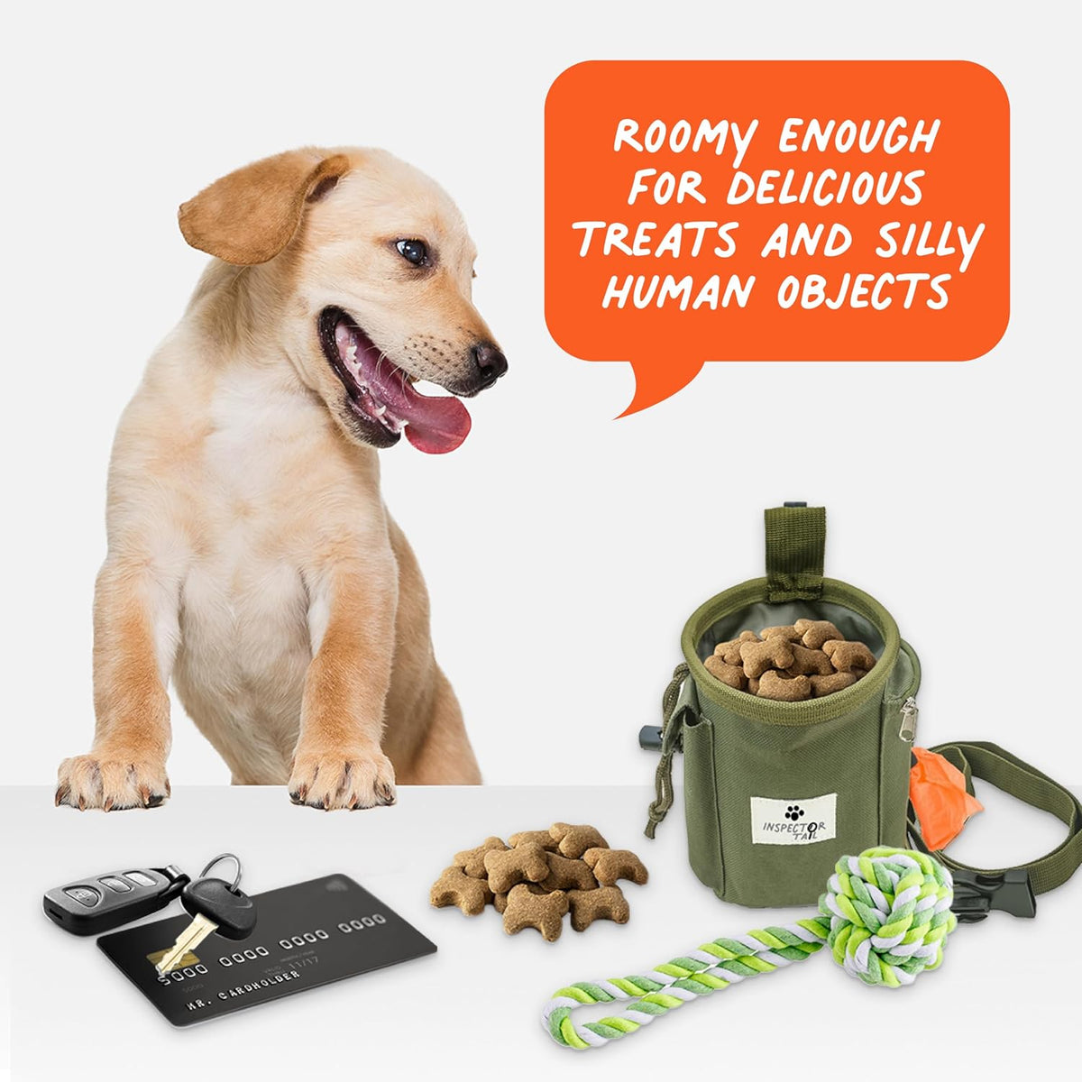 Dog Treat Pouch for Training, Drawstring Bag, Hands Free