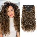 Curly Hair Extensions - 4PCS 18" GoGo Clip in Hair Extensions 100% Super Protein Hairpieces with Invisible Lace Weft