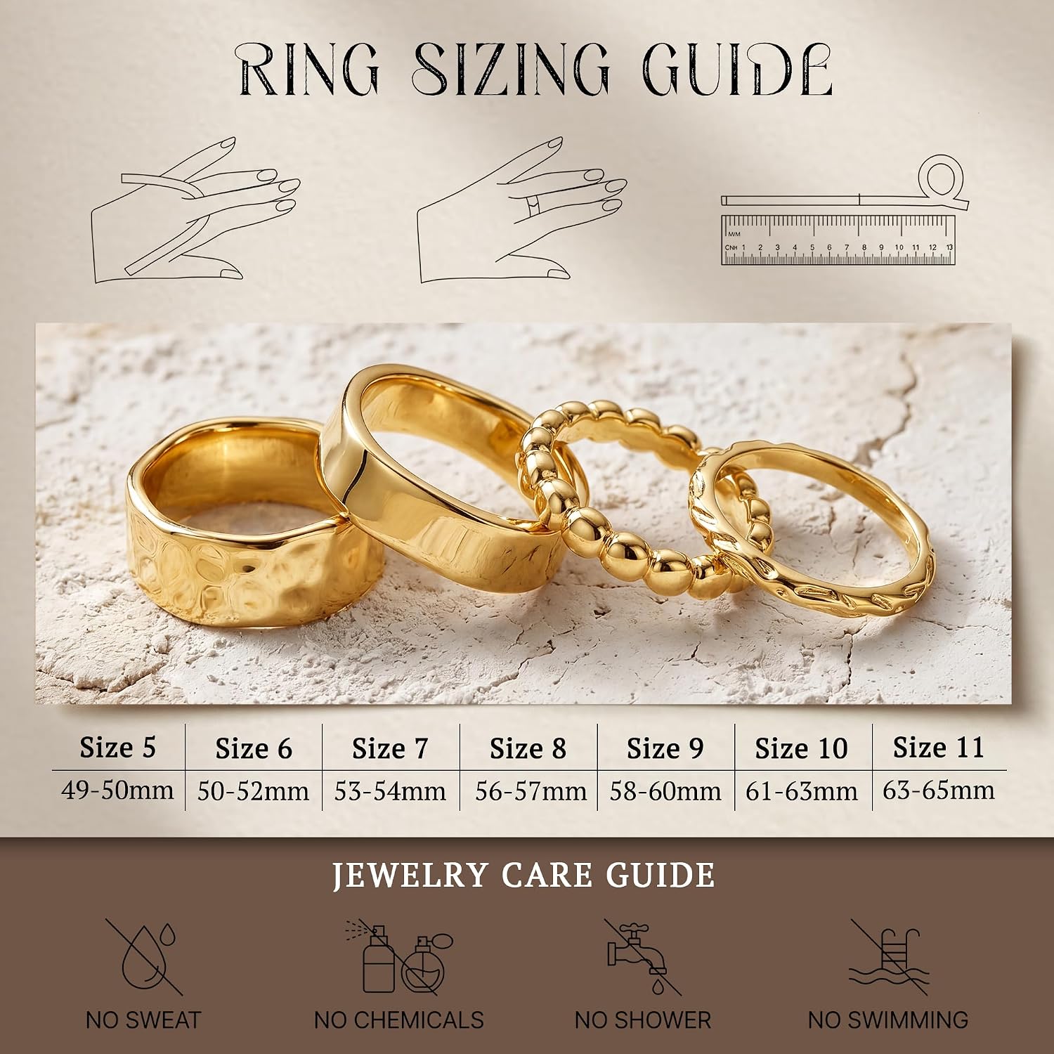 Chunky Gold Rings for Women Non Tarnish Dainty Stackable Silver Rings 14K Gold Plated Stacking Thumb Rings Set Trendy