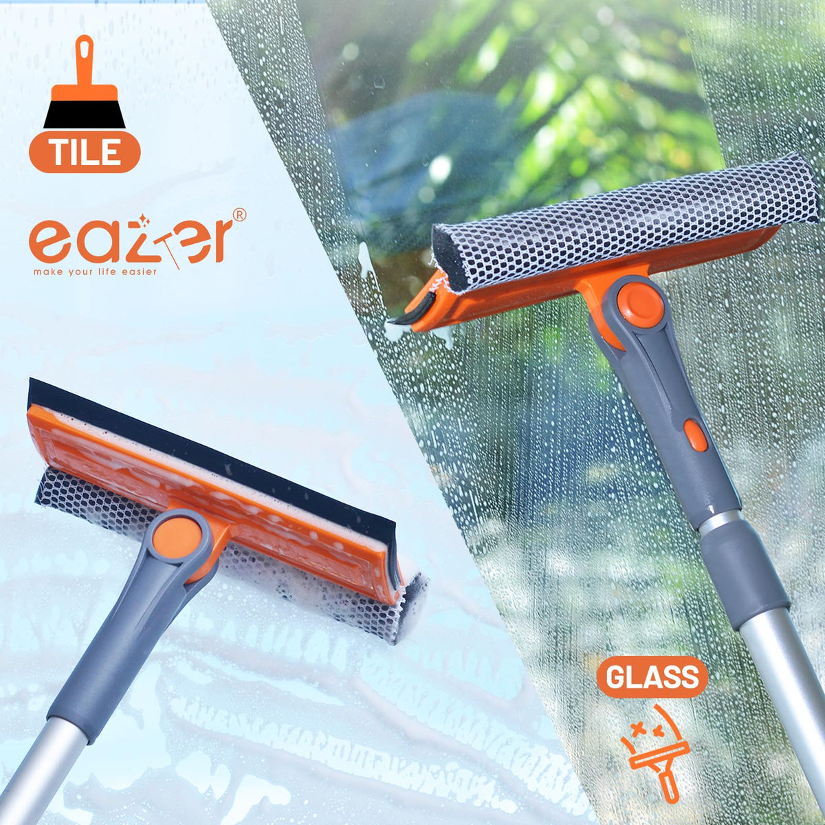 Professional Window Squeegee, 2-in-1 Rotatable Squeegee for Window Cleaning Kit, Window Cleaner Tool, Window Washing