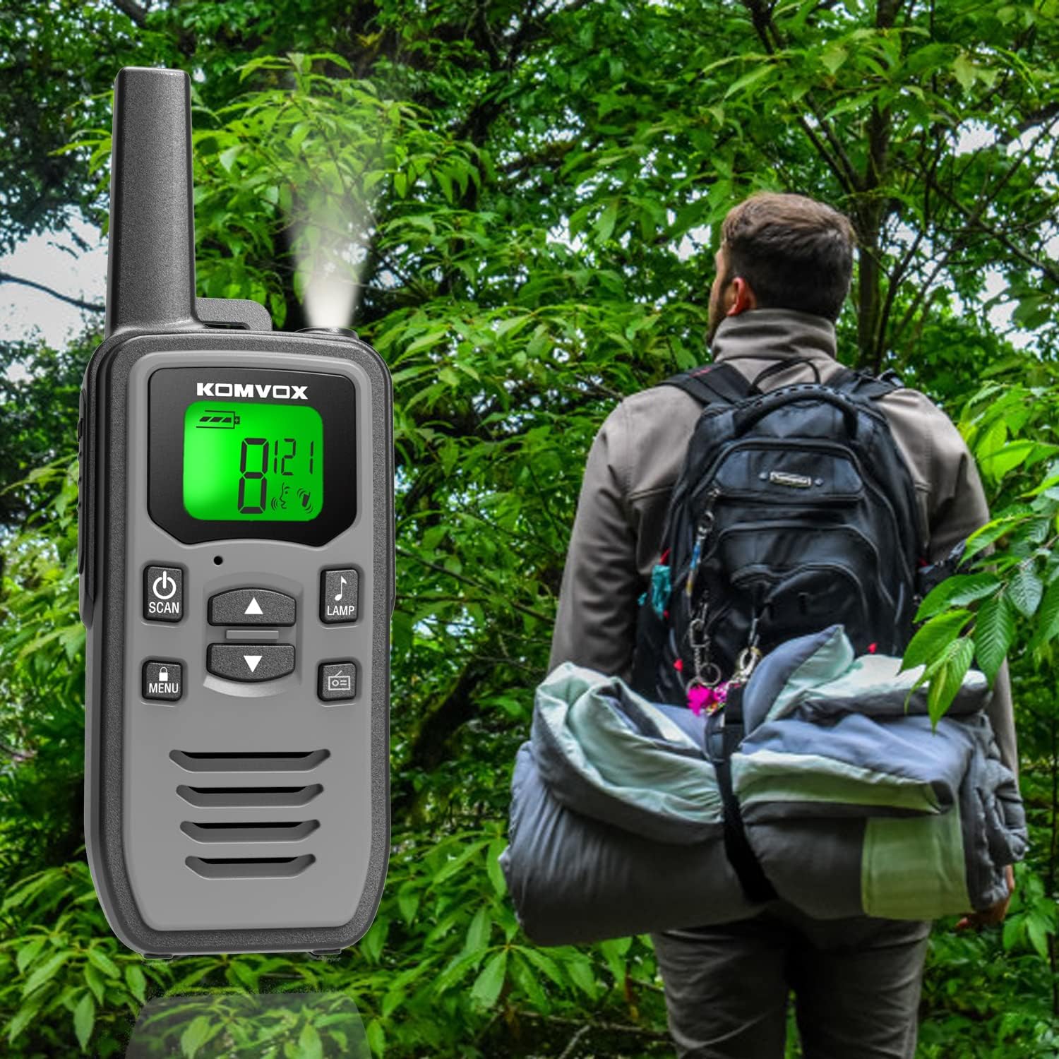 Gray Rechargeable Walkie Talkies for Adults, Long Range 36 Channels FRS GMRS Two Way Radios with NOAA Weather Alert