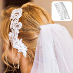 5 Pcs Metal Hair Comb for Veil 20 Teeth, White