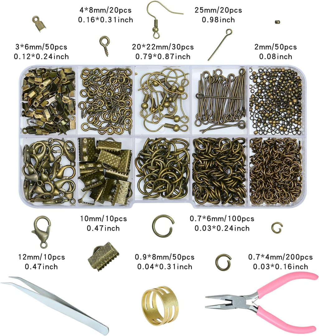 Jewelry Making Supplies Kit, Jewelry Repair Tools Kit with Pliers, Open Jump Rings, Lobster Clasps, Earring Hooks