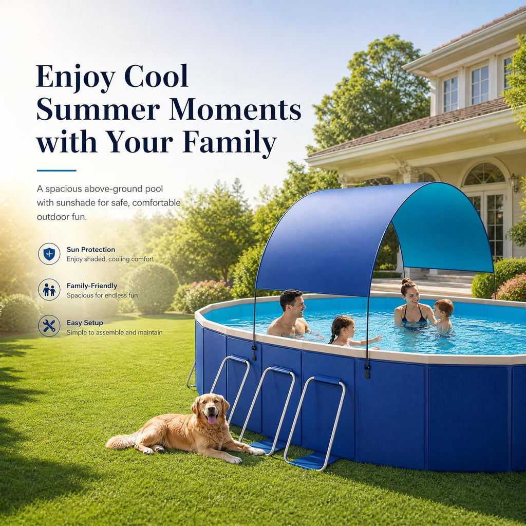 146" Non-Inflatable Foldable Swimming Pool for Family, Portable Above Ground Pool for Adults & Kids, Easy Setup for