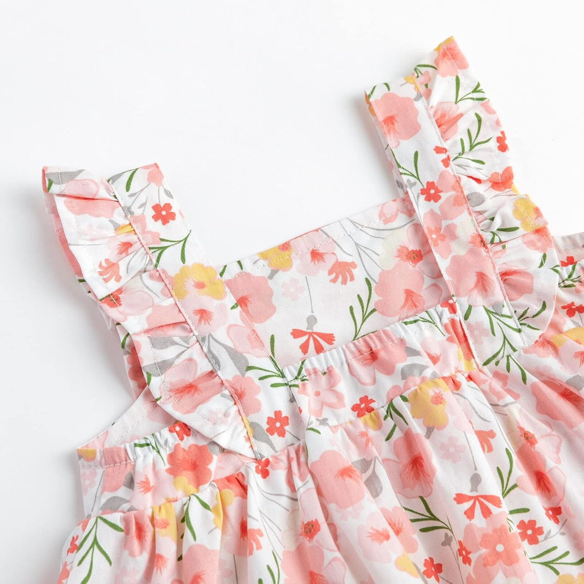 Baby Girl Romper Dress, Square Neck Vintage Floral, 0-24M