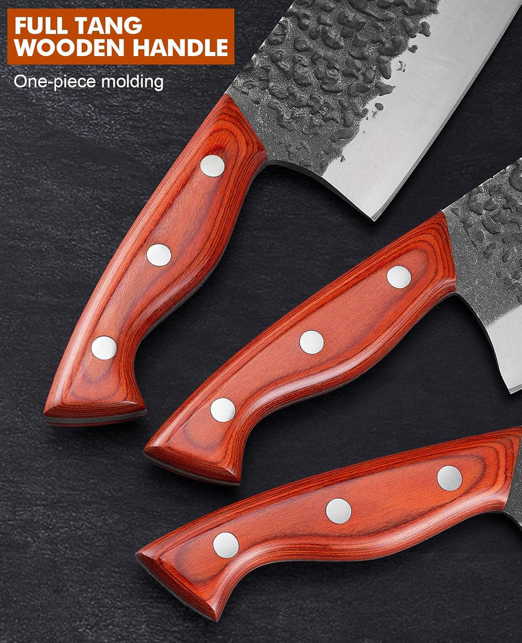 Professional Butcher Knife Set, Hand Forged Heavy Duty Meat Cleaver Serbian Chef Knife Viking Boning Knife 3PCS