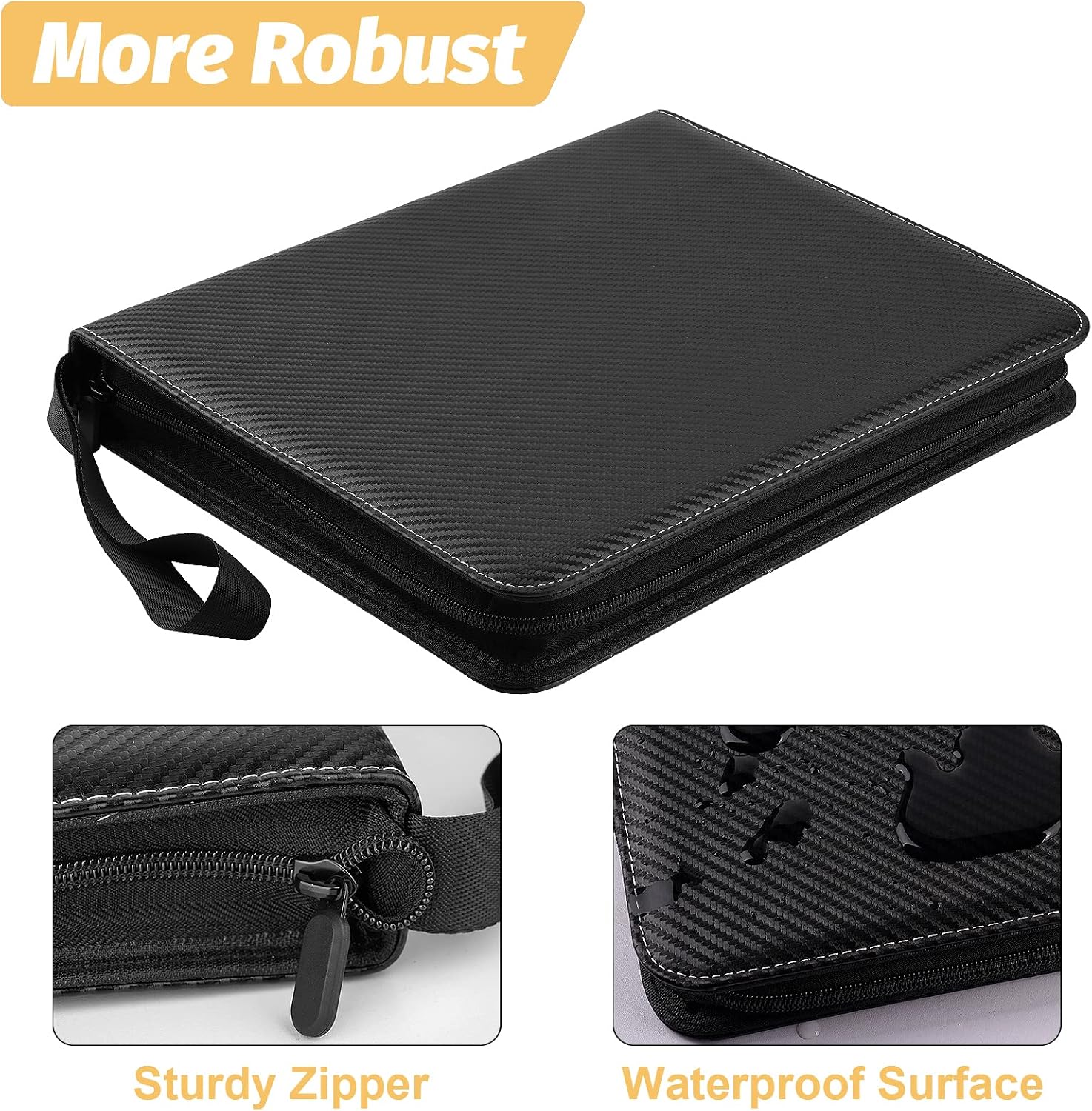 9 Pocket Trading Card Binder,720 Cards,40 Top-Loading Pages, Double Sided Pockets PU Cover Zipper Collection Album