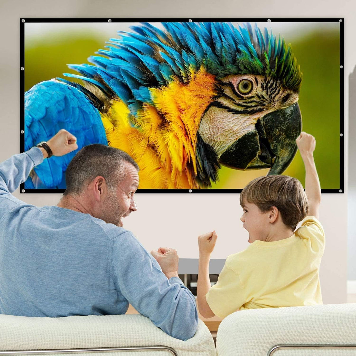 150 inch Projection Screen 16:9 Foldable Anti-Crease Portable Projector Movies Screen for Office Home Theater Indoor