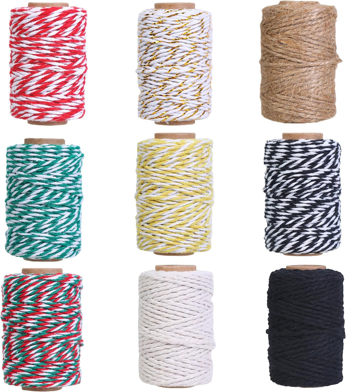9 Rolls Colorful Twine Cotton Colored Baker Twine, 65.5 FT Each Roll Length