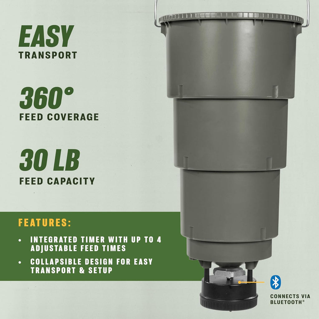 All-in-One Hanging Deer Feeder - 30 Lb, Bluetooth App
