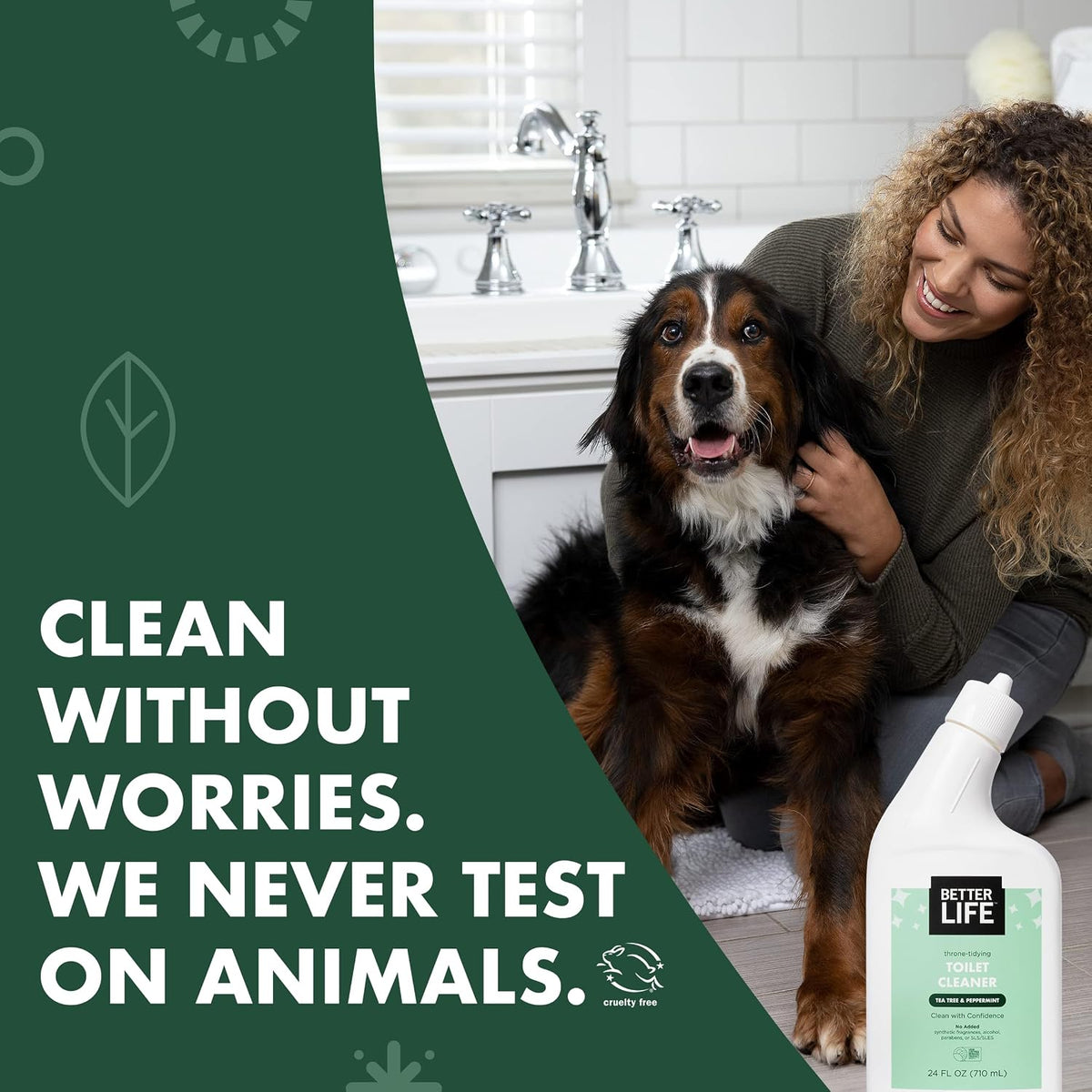 Toilet Bowl Cleaner, Plant-based, Stain & Odor Remover, Tea Tree & Peppermint Scent Cleaning Gel, Liquid Bathroom
