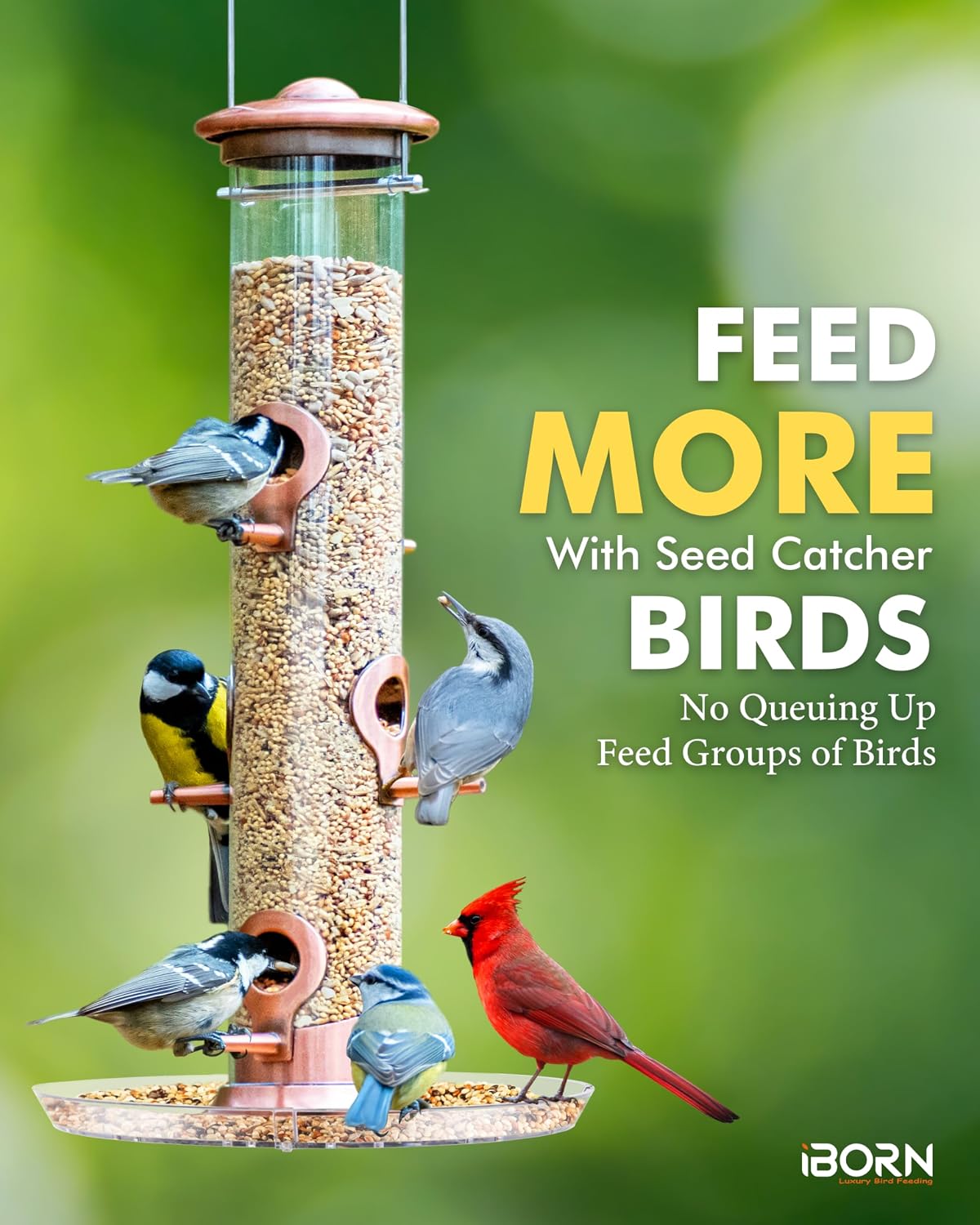 Bird Feeder for Outdoors Seed Catcher Copper,1.3 LB