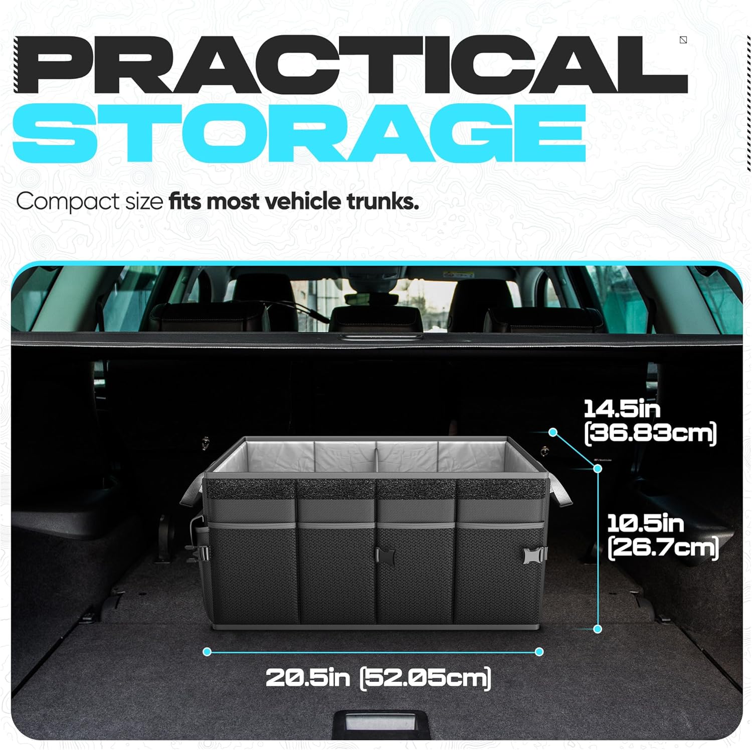 Trunk Organizer For SUV Car Trunk Organizer, Foldable Storage, Car Accessories for Women Men, Collapsible Bag, 600D