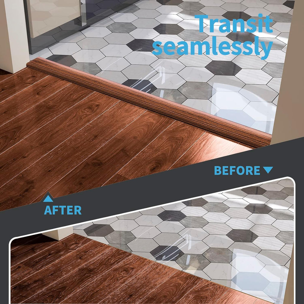 4 ft Vinyl Floor Transition Strip, Laminate Floor Divider, Cherry