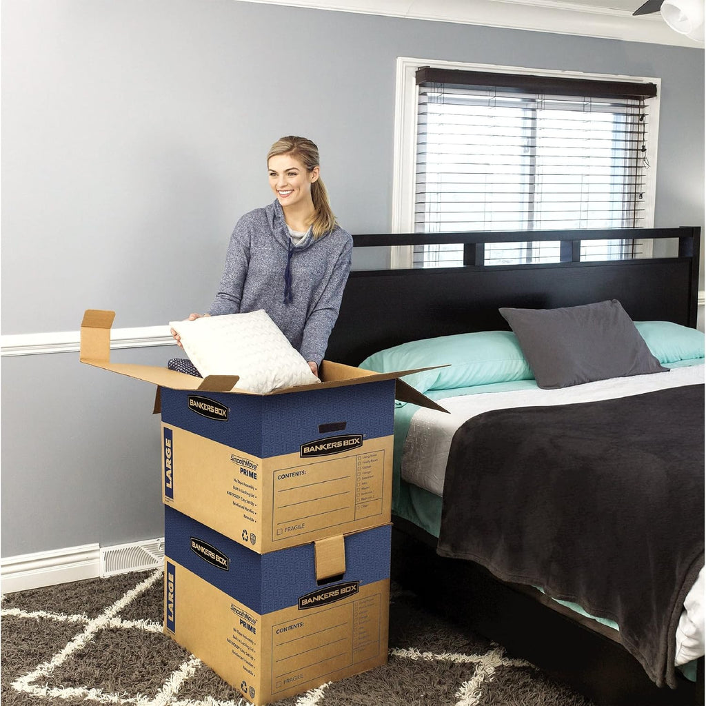 Large Prime Moving Box 6 Pack, Reinforced Handles, Tape-Free Assembly, Attached Lid, 18-in x 18-in x 24-in (0062904)
