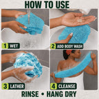 African Net Sponge, Exfoliating Body Scrubber for Back, 3 Pack