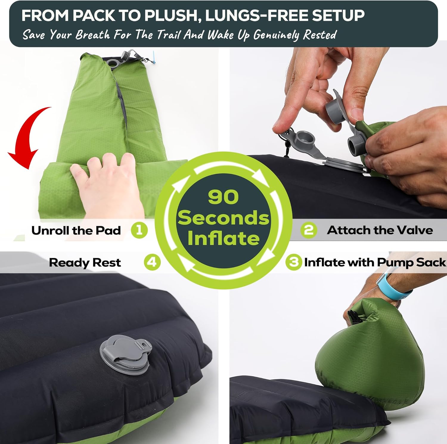 ApolloAir 5.2 R-Value [17oz] Ultralight Insulated Inflatable Camping Sleeping Pad — Backpacking Sleeping Pad— Camping