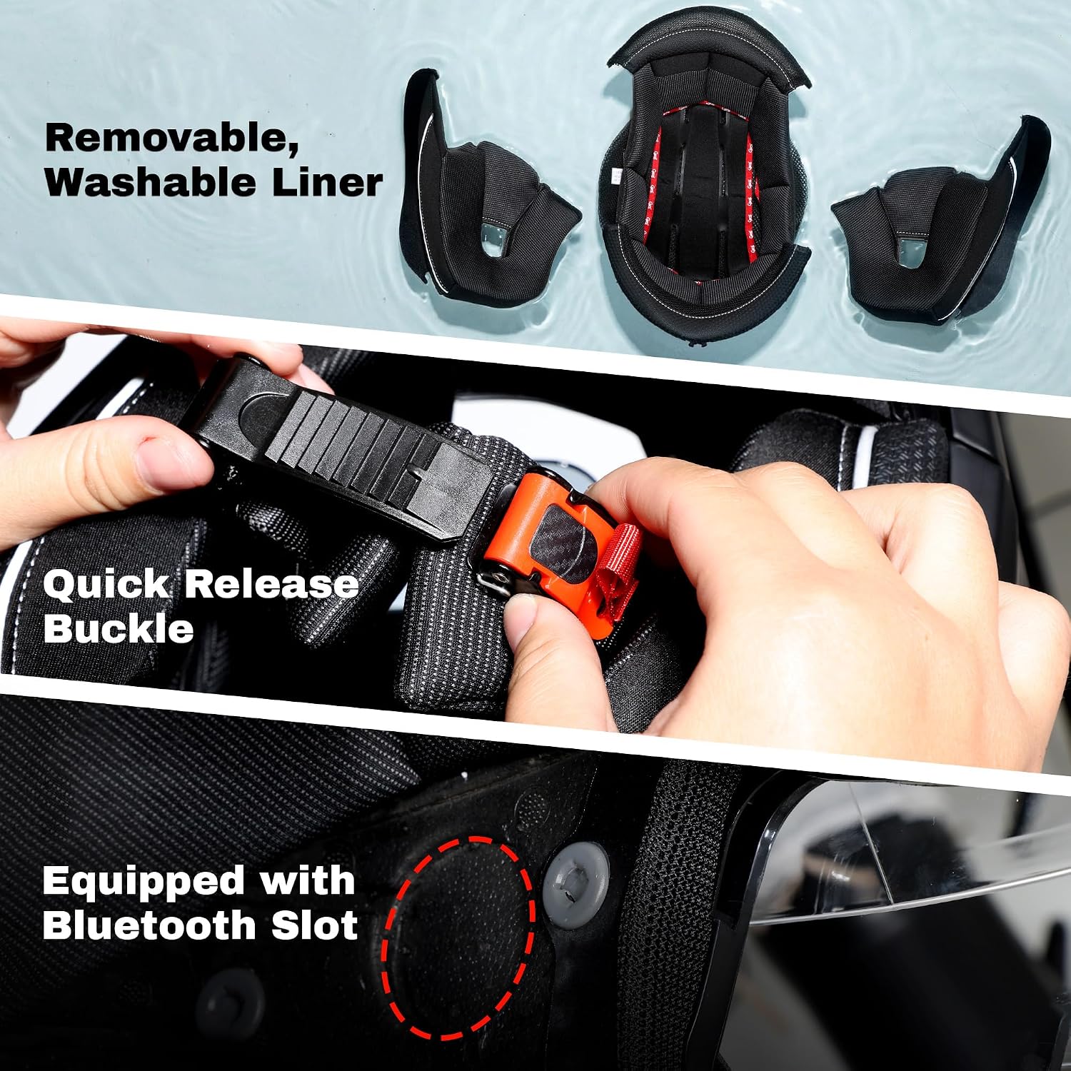 Modular Motorcycle Helmet DOT Approved, Flip Up Full Face for Adults | Intercom ready, eyewear friendly with 3 visors
