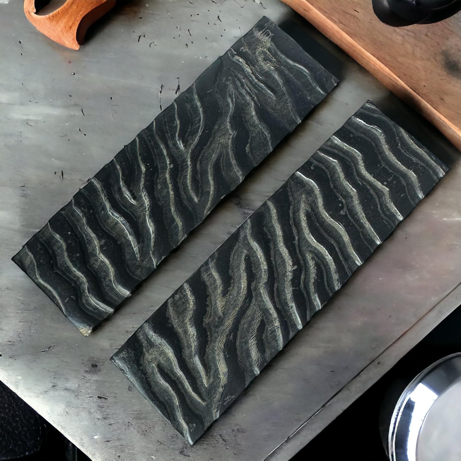 Black Water Buffalo Horn Scale Blanks Ridged, Knife Making Blanks, Natural Resource 5" Knife Handle Making, DIY Knife